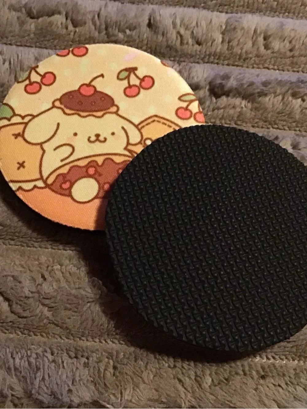 Sanrio Pompompurin Cherry Print Pet Coasters - Yellow & Pink